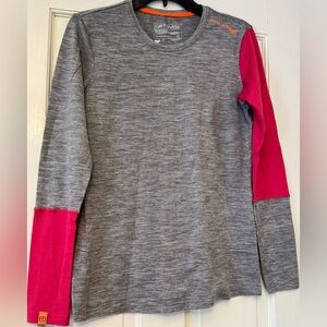 Ortovox Women's Long Sleeve Wool Top - Gray and Pink